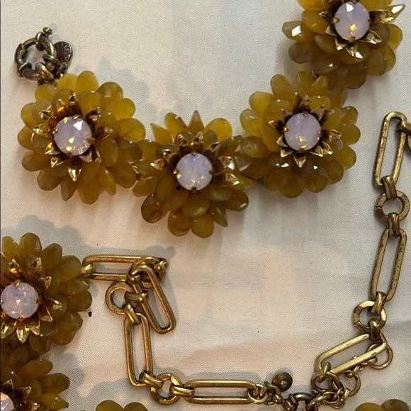 J. Crew Gold and Yellow Floral Necklace and matching bracelet - Picture 3 of 6